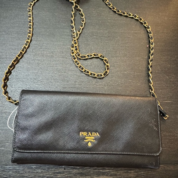 Prada Black Leather Chain Bag. - Picture 1 of 13